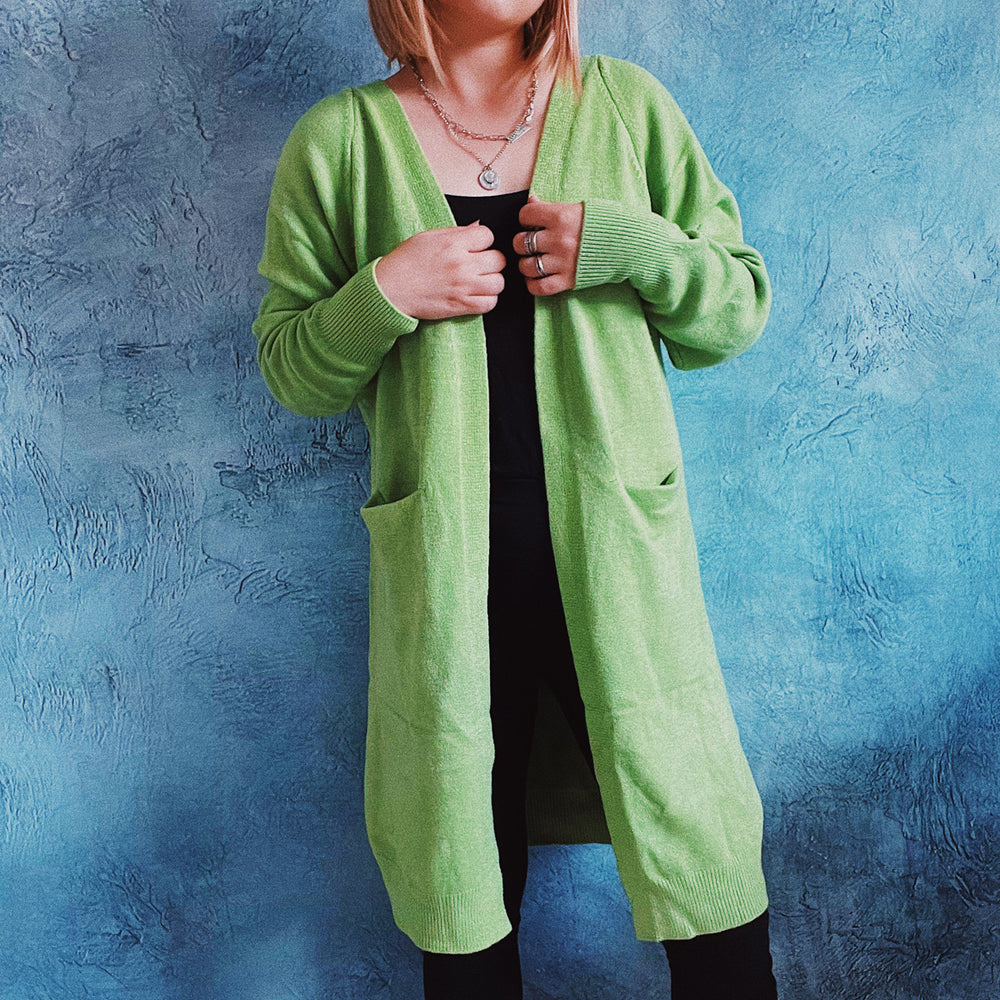 Damen lässige Strickjacke mit tiefem Schnitt und praktischen Taschen R&B