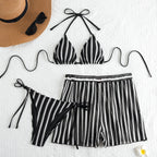 Damen Bikini-Set mit modischen Streifen und verstellbaren Trägern R&B