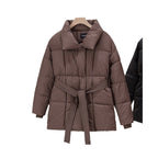 Damen Wattierte Jacke mit Gürtel und eleganter Kragenform R&B
