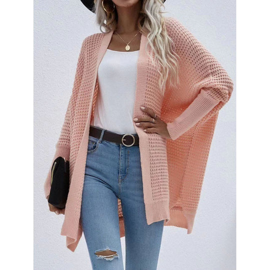 Damen luftige Strickjacke mit offenes Design und feiner Maschenstruktur R&B