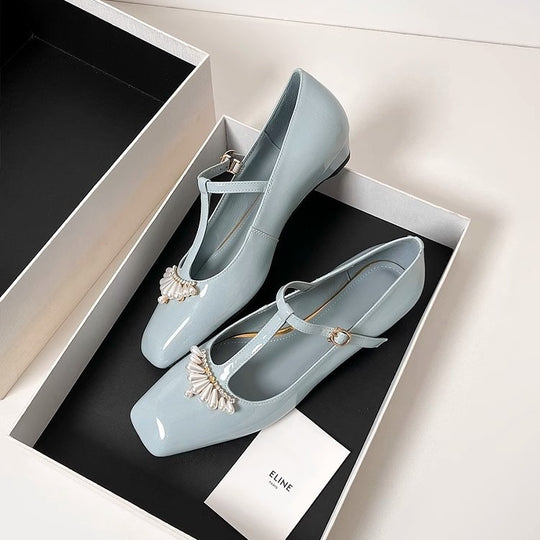Damen Slingback-Ballerinas mit dekorativen Perlenapplikationen und elegantem Riemen R&B
