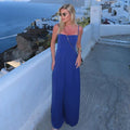 Damen Elegantes Maxikleid mit schmalen Spaghettiträgern und fließendem Schnitt EB
