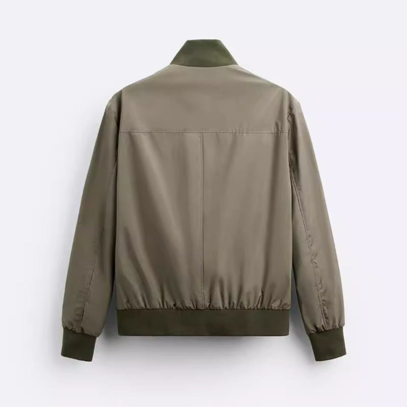 Herren Casual-Bomberjacke mit hohem Kragen und praktischen Taschen R&B