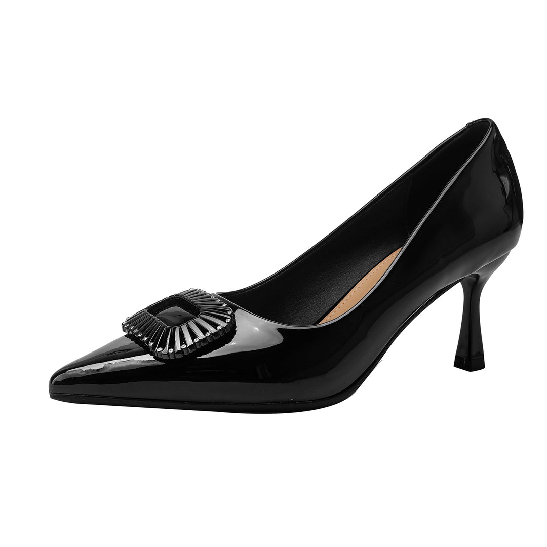 Damen elegante Lackpumps mit auffälliger Schmuckapplikation R&B