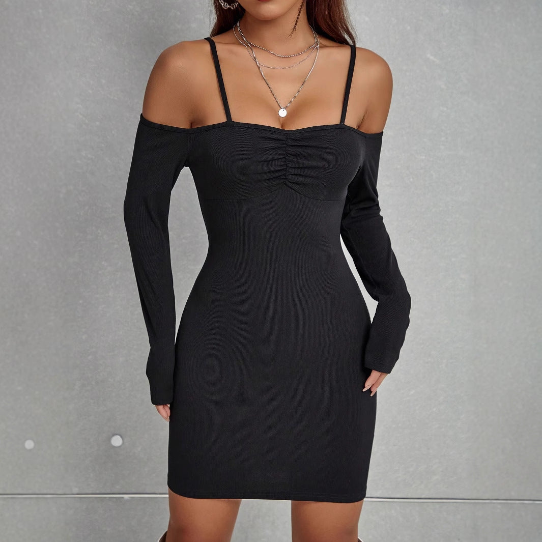 Damen elegantes Bodycon-Kleid mit Cut-Out-Details und langen Ärmeln R&B