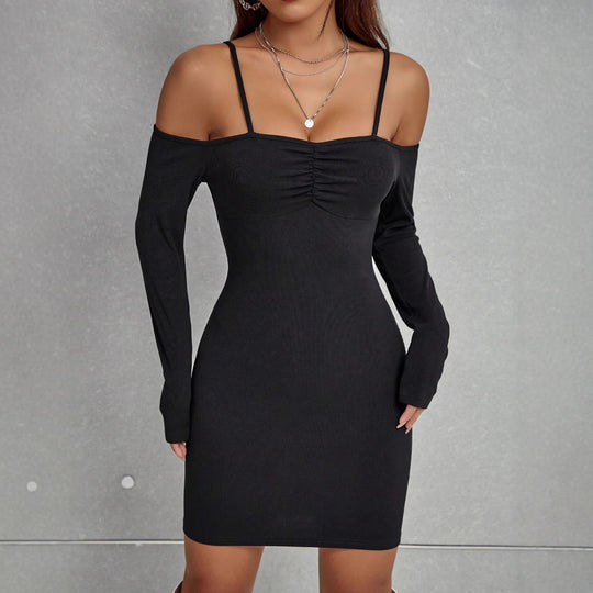 Damen elegantes Bodycon-Kleid mit Cut-Out-Details und langen Ärmeln R&B