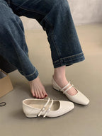 Damen elegante Mary Jane Ballerinas mit modischem Doppelriemen und komfortablem Fußbett R&B