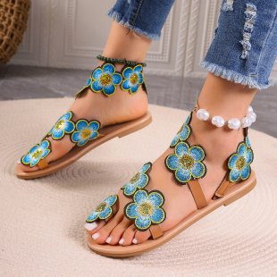 Damen Modische Sandalen mit floralen Applikationen R&B