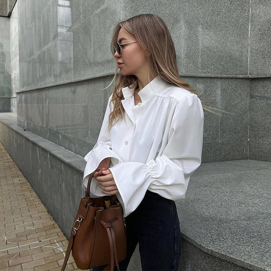 Damen Elegante Bluse mit voluminösen Ärmeln R&B