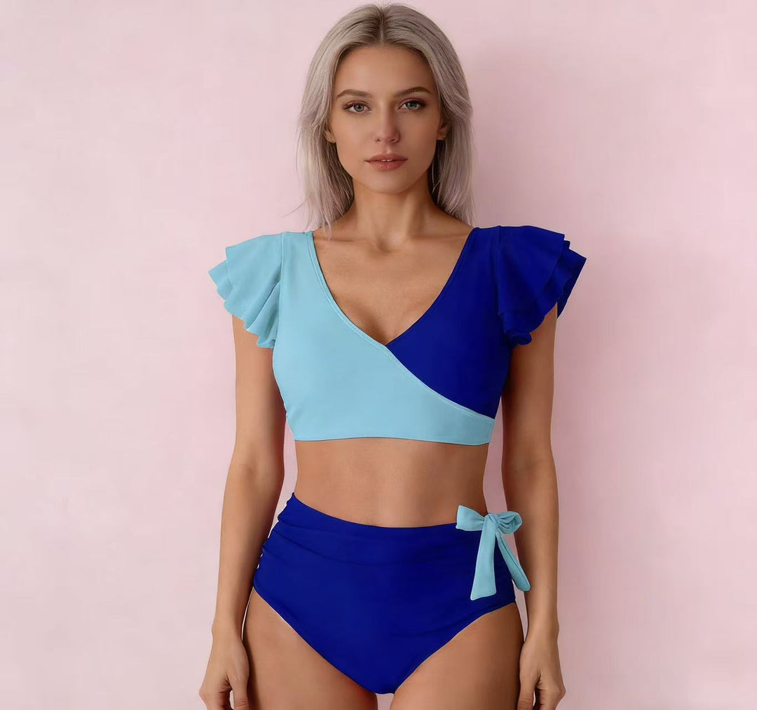 Damen Hochtailliertes Bikini-Set mit Rüschendetails R&B