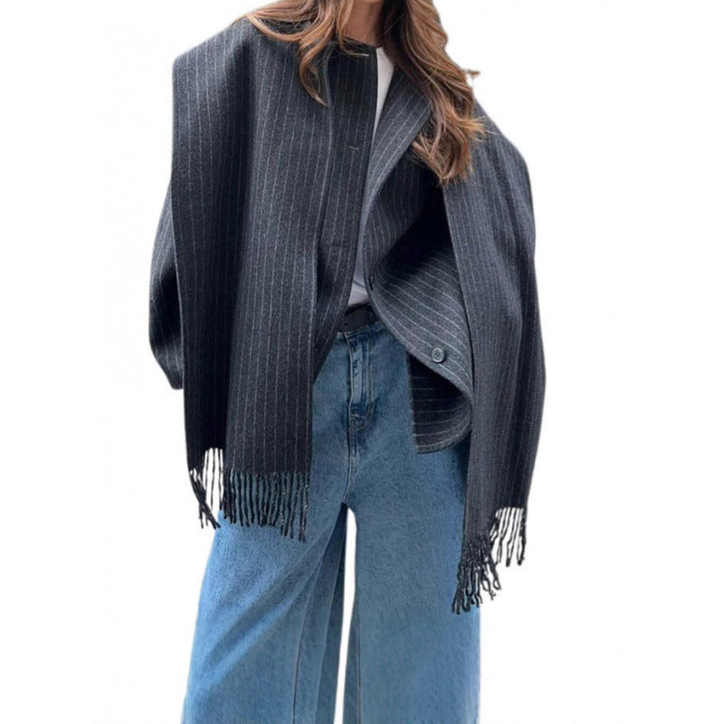 Damen modische Jacke mit eleganten Nadelstreifen R&B