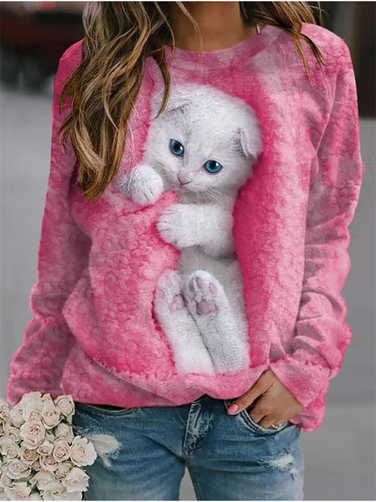 Damen Sweatshirt mit niedlichem Tiermotiv R&B