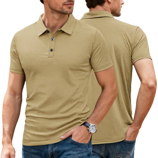 Herren nan strukturiertes Mikrojacquard-Poloshirt mit schlanker Passform und elastischem Komfortstretch R&B