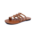 Damen modische Sandalen mit geflochtenem Design und robusten Metallakzenten R&B