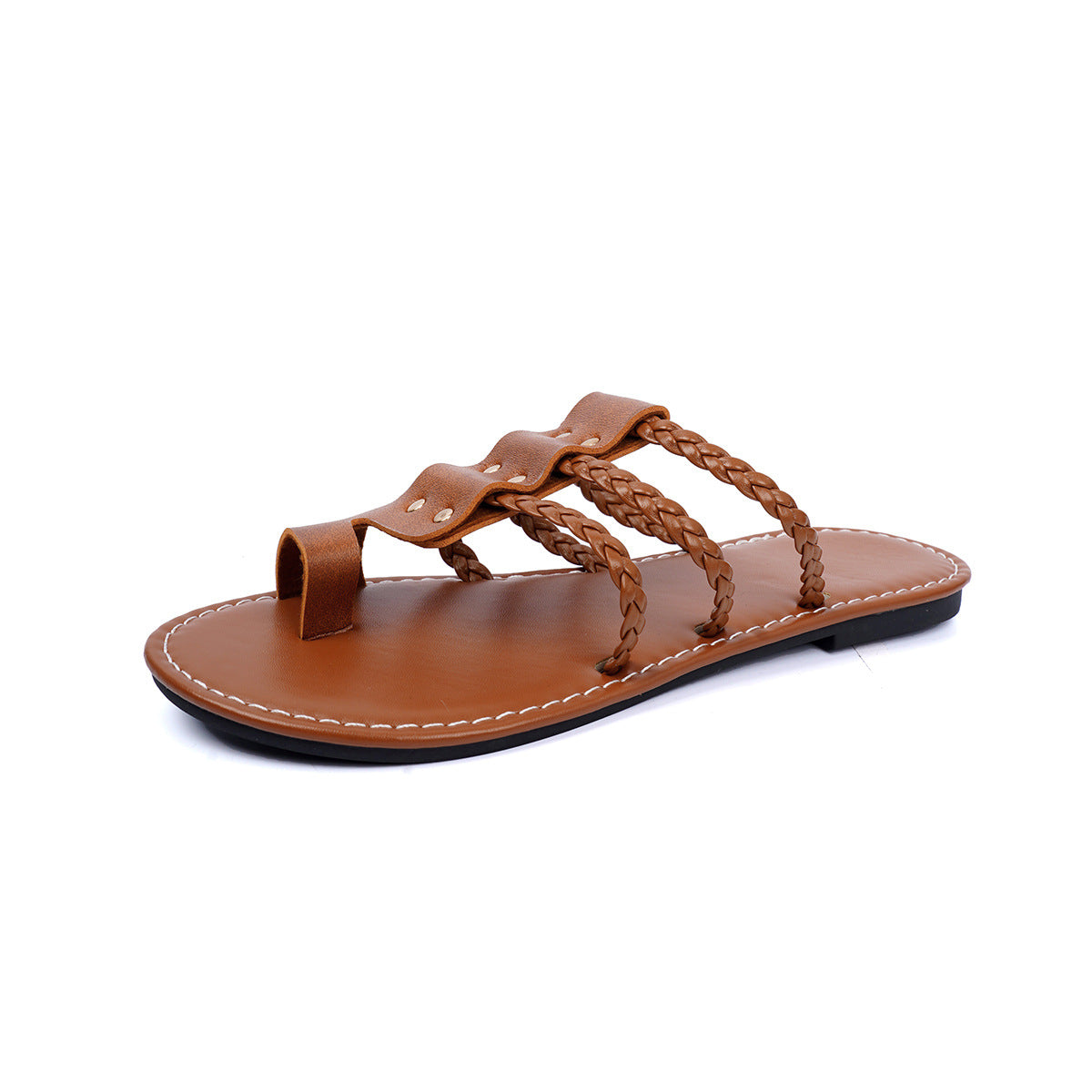 Damen modische Sandalen mit geflochtenem Design und robusten Metallakzenten R&B