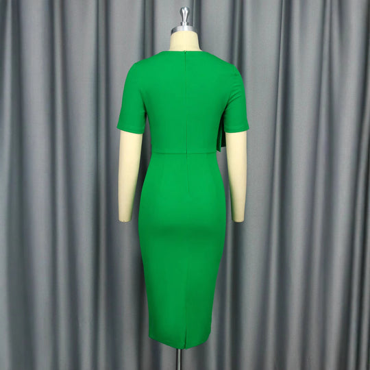 Damen Figurbetontes Kleid mit waisted Gürtel und origineller Blütenapplikation R&B