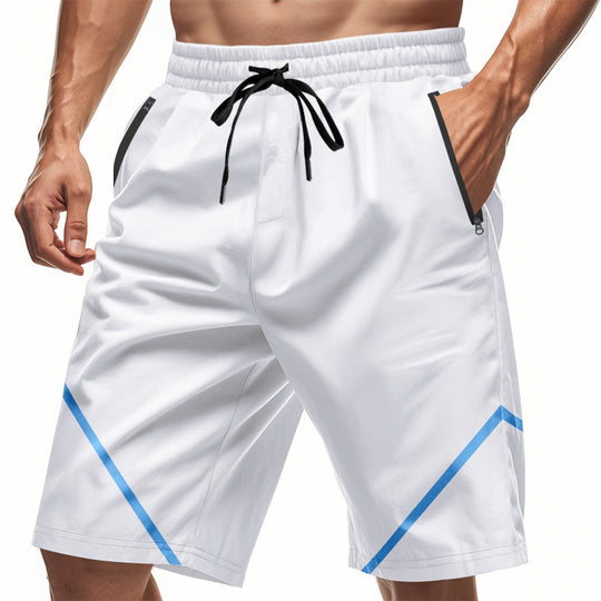 Herren nan atmungsaktive Trainingsshorts mit Reißverschlusstaschen und elastischem Tunnelzugbund R&B