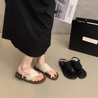 Damen elegante Zehentrenner-Sandalen mit verstellbarem Riemen und komfortablem Fußbett R&B