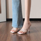 Damen elegante Mules mit verzierten Riemchen R&B
