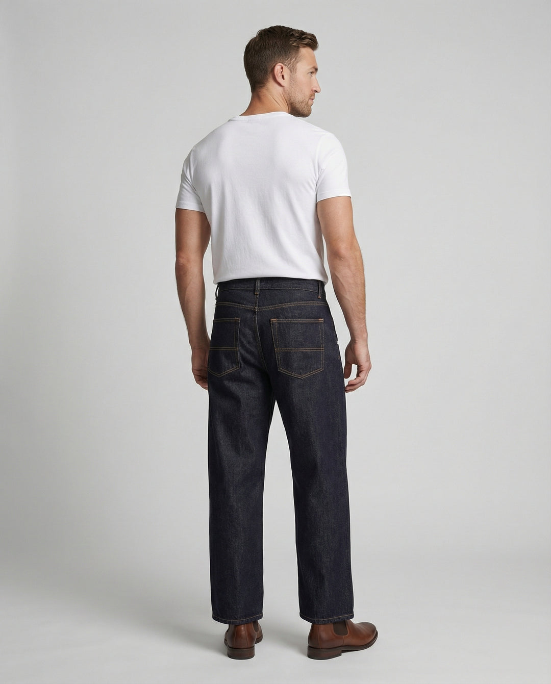 Herren 12oz Heavyweight Lyocell Raw Denim Wide Leg Hose