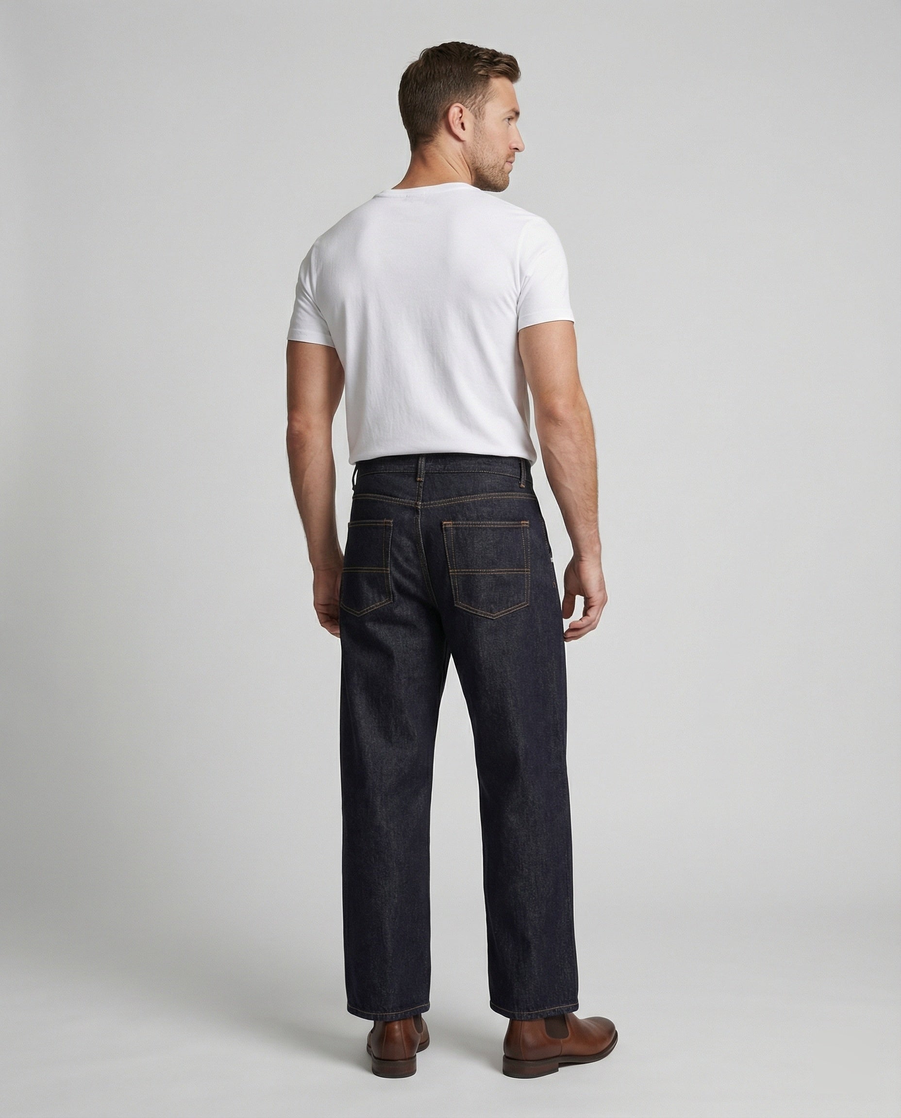 Herren 12oz Heavyweight Lyocell Raw Denim Wide Leg Hose
