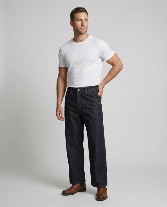 Herren 12oz Heavyweight Lyocell Raw Denim Wide Leg Hose