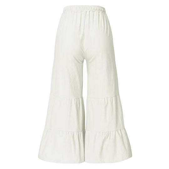 Damen weite Palazzo-Hosen mit elastischem Bund und fließendem Schnitt R&B