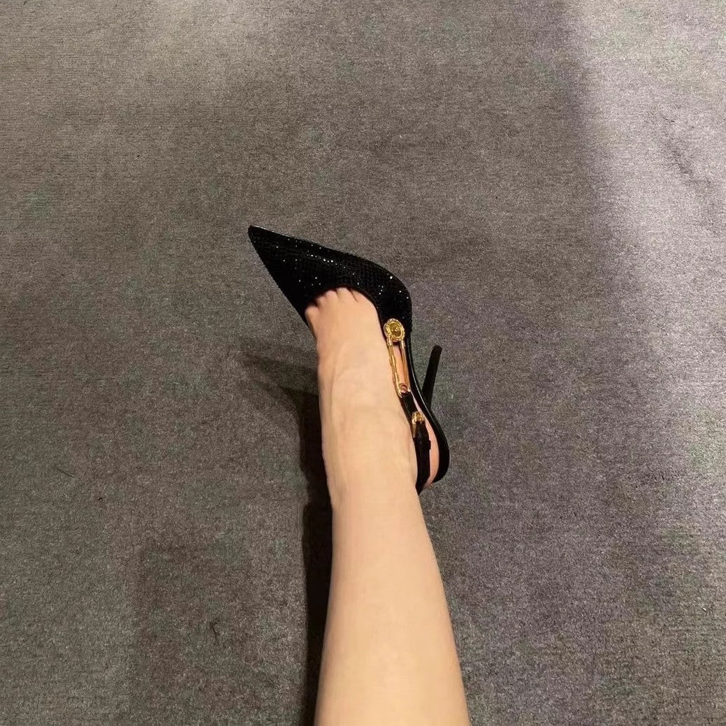 Damen Slingback-Pumps mit funkelnden Strassverzierungen R&B