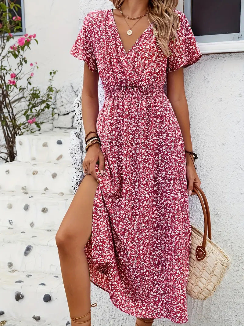 Damen Maxi-Kleid mit floralen Mustern R&B