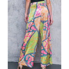Damen Off-Shoulder Jumpsuit mit weitem Bein und buntem Muster R&B
