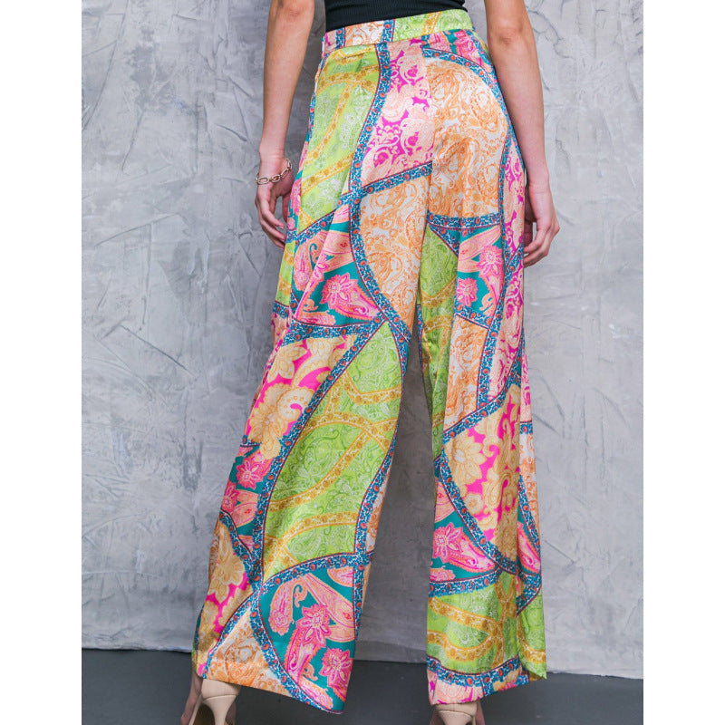 Damen Off-Shoulder Jumpsuit mit weitem Bein und buntem Muster R&B