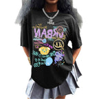 Damen oversized Grafik-T-Shirt mit urbanem Design R&B