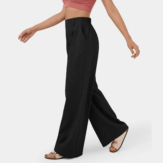 Damen Weite Chinohose mit elegantem Faltenwurf und seitlichen Taschen R&B