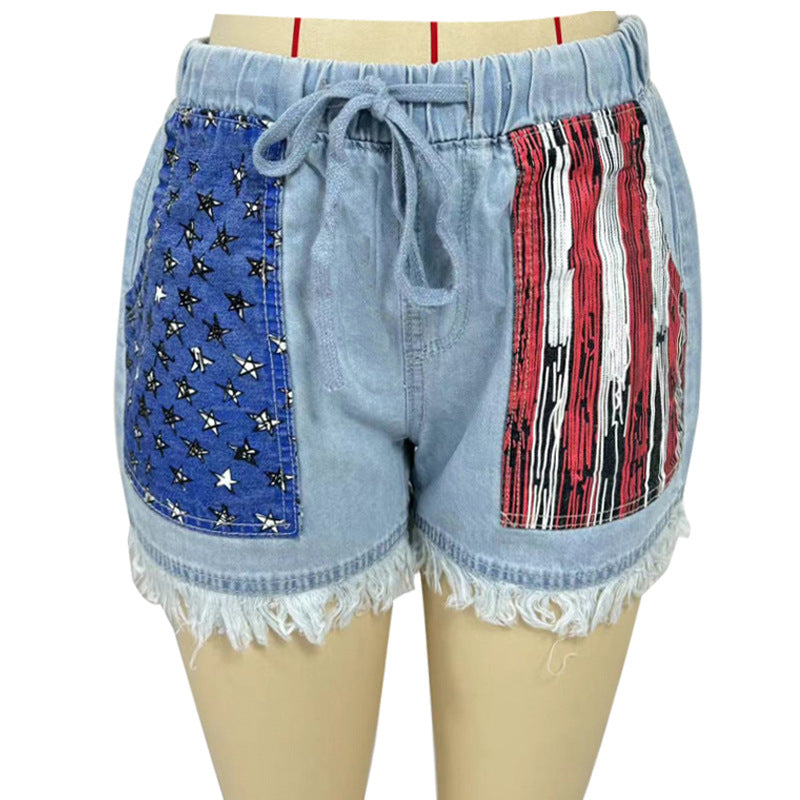 Damen Denim-Shorts mit kreativen Taschen R&B