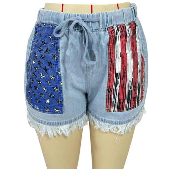 Damen Denim-Shorts mit kreativen Taschen R&B