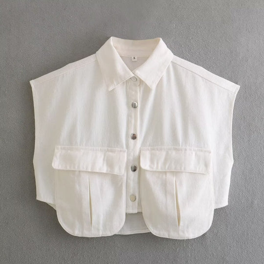 Damen ärmellose Utility-Bluse mit Taschen R&B