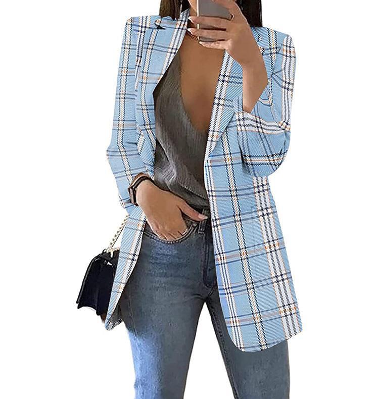 Damen Karierter Blazer mit modernem Schnitt und lässigen Details R&B