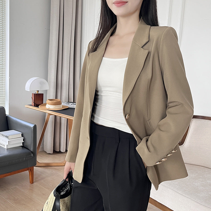 Damen elegante Blazerjacke mit strukturiertem Schnitt und praktischen Taschen R&B
