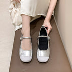 Damen elegante Ballerinas mit funkelndem Zehenbereich und dekorativem Riemen