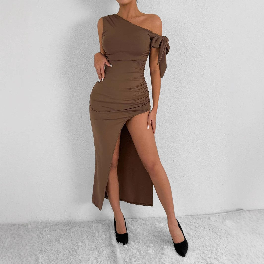 Damen Elegantes Wickelkleid mit asymmetrischem Schnitt und schickem Rüschendetail
