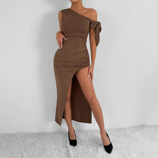 Damen Elegantes Wickelkleid mit asymmetrischem Schnitt und schickem Rüschendetail R&B