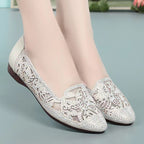 Damen Elegante Ballerinas mit modischem Lochmuster und funkelnden Strassdetails