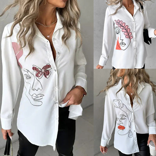 Damen Kunstvolle Bluse mit einzigartigem Grafikdruck R&B