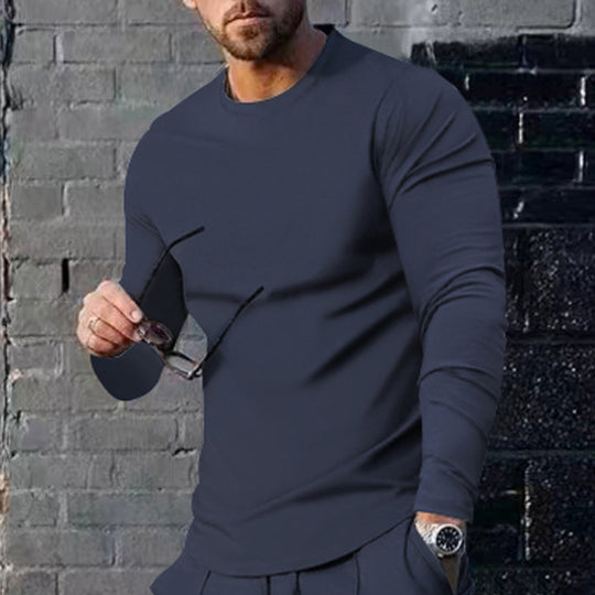 Herren langärmliges T-Shirt mit modischem Schnitt und hochwertigem Baumwollmix R&B