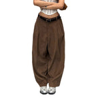 Damen weite Cordhose mit Falten R&B