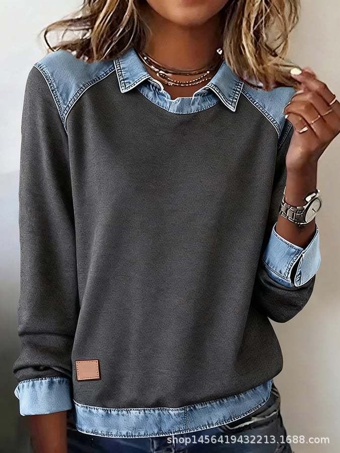 R&B | Sweatshirt mit Kontrast Einsätzen