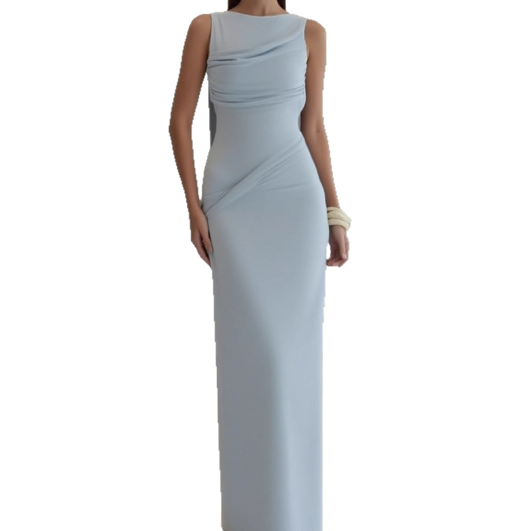 Damen Elegantes Maxi-Kleid mit raffinierter Drapierung und asymmetrischem Schnitt R&B