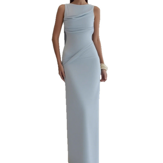 Damen Elegantes Maxi-Kleid mit raffinierter Drapierung und asymmetrischem Schnitt R&B