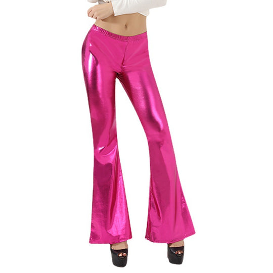 Damen Hochglänzende Schlaghose aus elastischem Material R&B