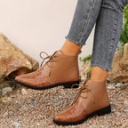 Damen modische stiefeletten mit glänzenden Akzenten und Schnürung R&B